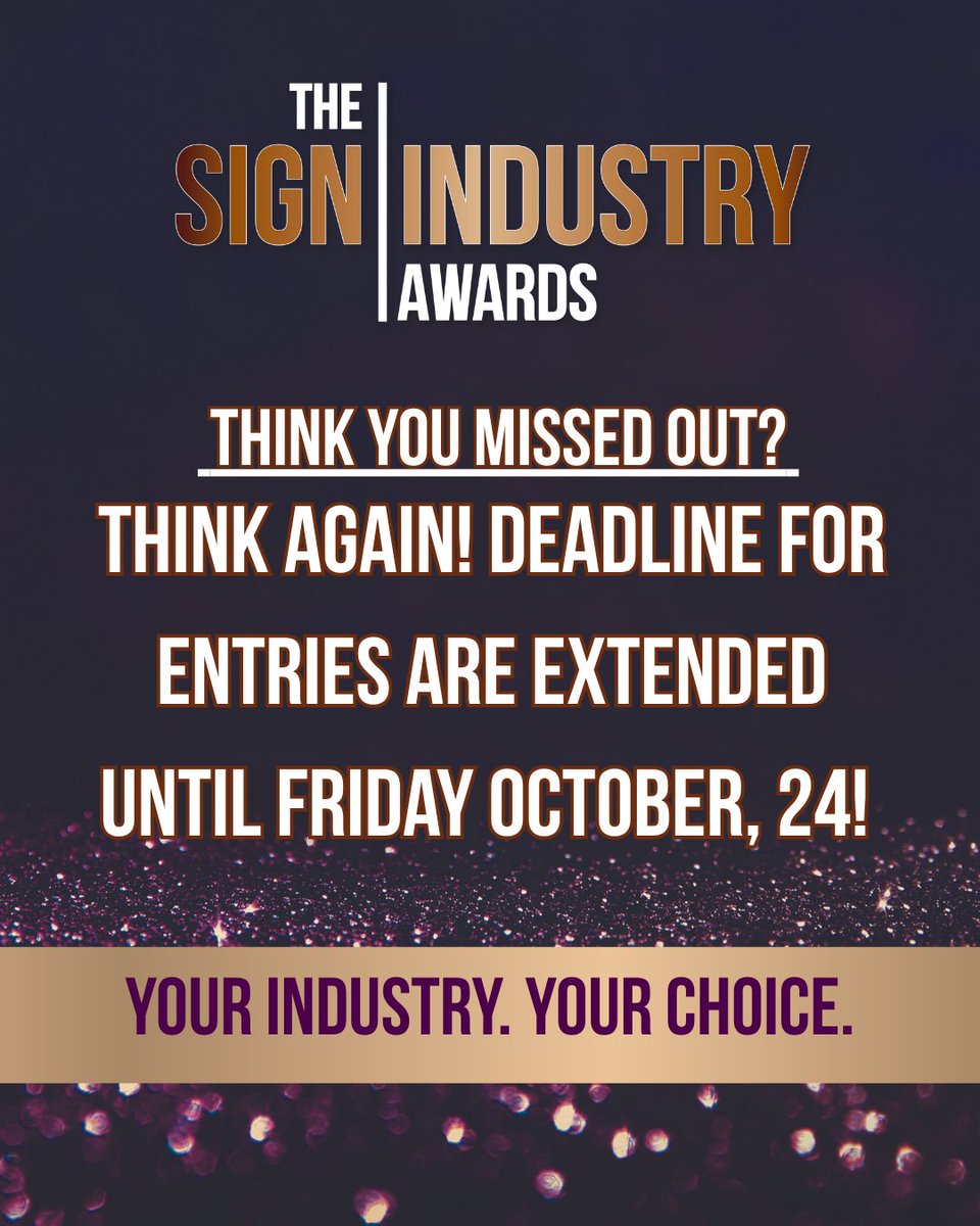 SignUpdate's tweet image. Turns out… we’re not done yet! Deadline extended 🎉
Show the world what sets you apart! Enter the sign industry awards now and shine among the best! 🌟🌎
thesignindustryawards.co.uk/entry-form/
#thesignindustryawards #thesignawards #SIA2026