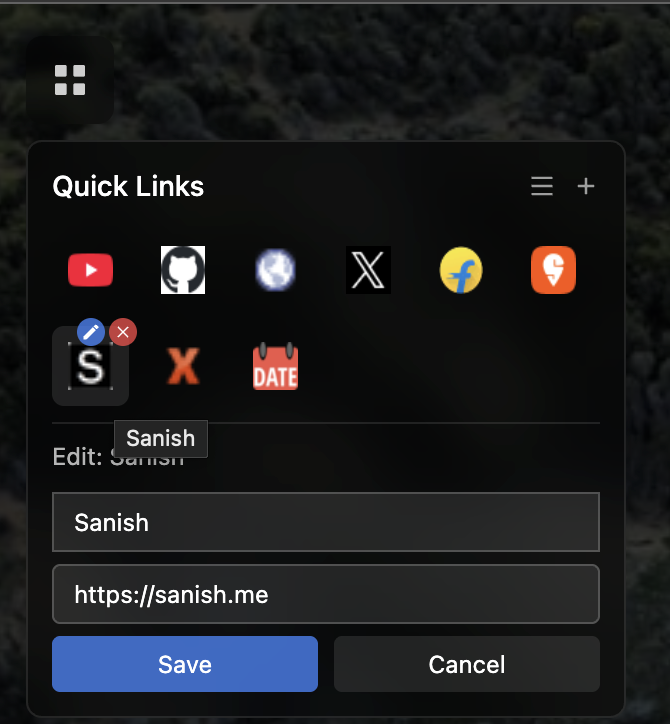 i_am_sanish's tweet image. New Updates to #SnsNewTab:
🆕 Weather Widget (Current/Custom location)
🆕 Editable and compact quick links with icon only view