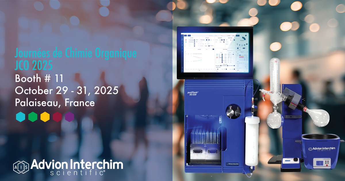 We’re heading to #JCO2025 in Palaiseau, France 🇫🇷! Visit Advion Interchim Scientific Europe at Booth # 11 to see the puriFlash® XS 530 and Rotovap on display, and learn how our solutions advance organic chemistry workflows. 🔬
