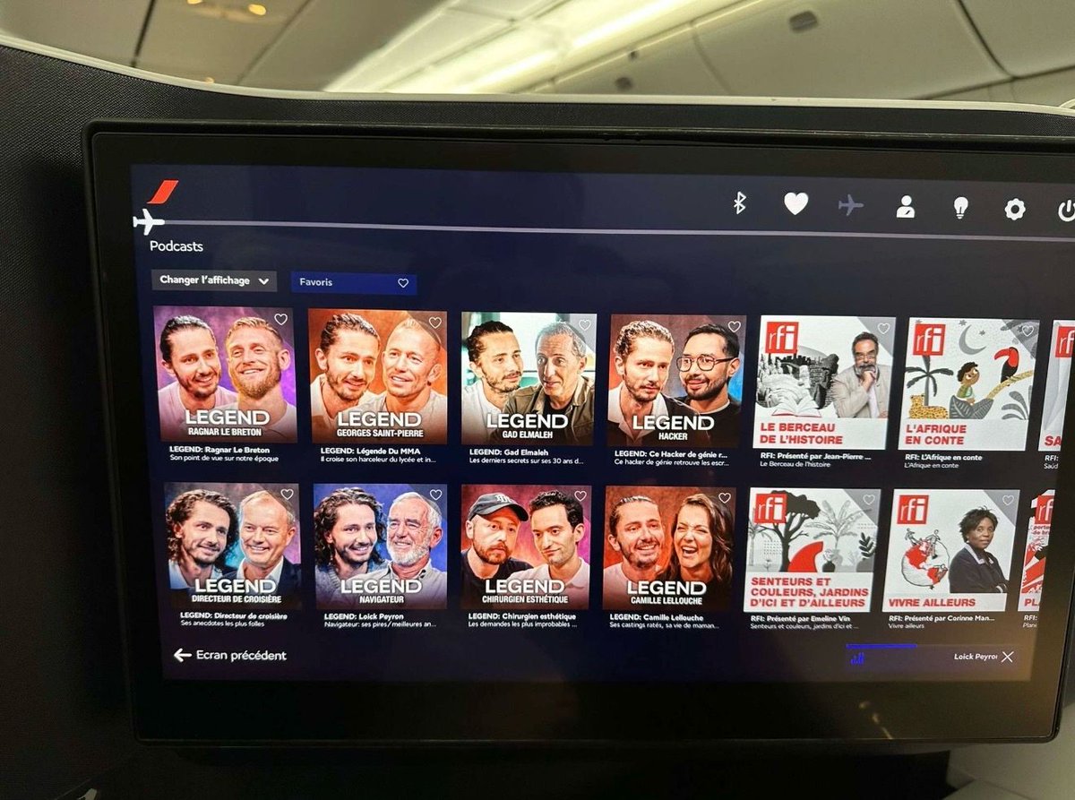 Les podcasts de #LEGEND de Guillaume Pley sont désormais disponibles dans les avions d'Air France. Plusieurs épisodes sont déjà accessibles, et la sélection sera régulièrement renouvelée pour accompagner les voyageurs aux quatre coins du monde.
#AirFrance 🇫🇷✈️