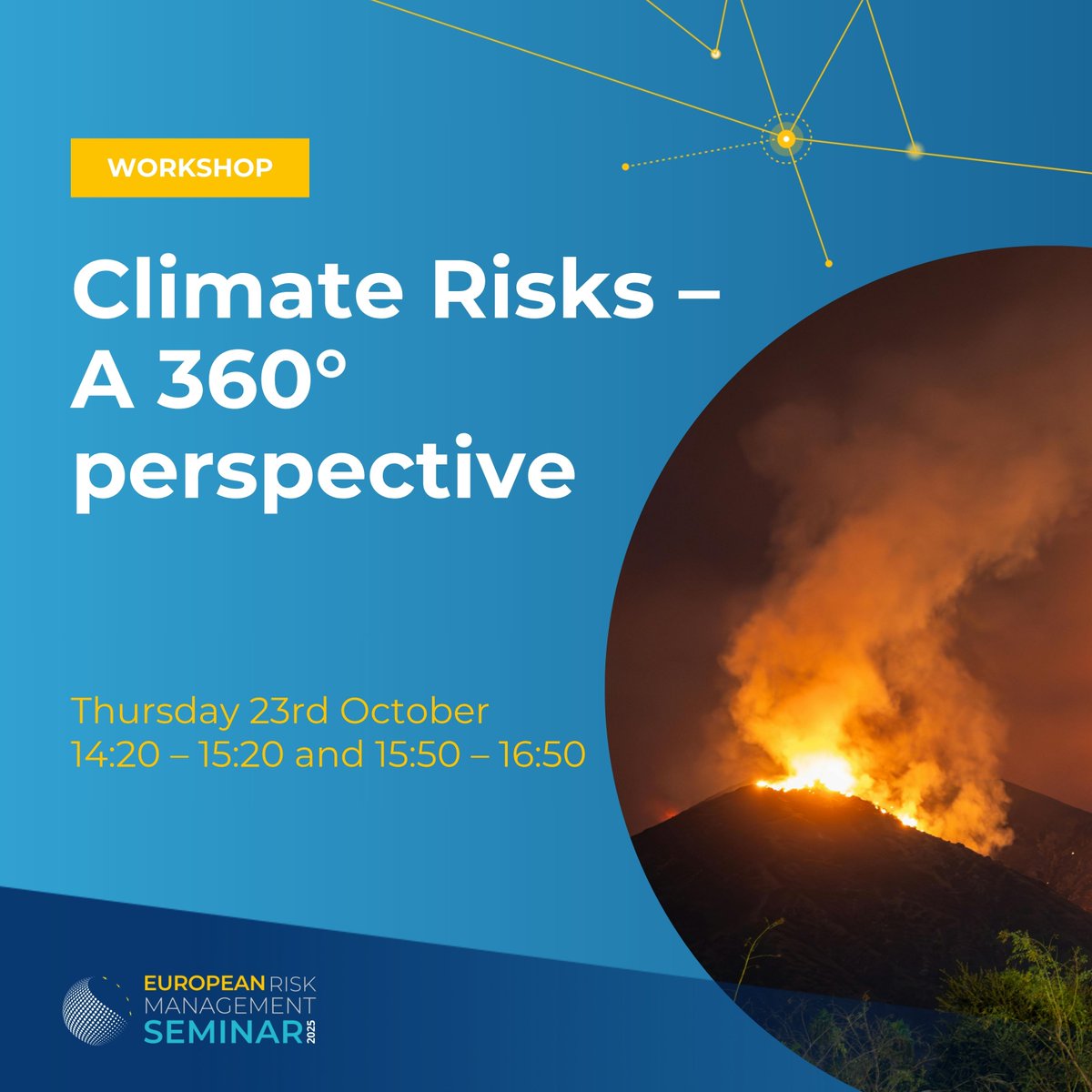 From flooding to wildfires, we’ll explore the impact of climate risks at the #FERMA Seminar workshop: ‘Climate Risks – A 360° Perspective’.

Learn how to prepare your organisation and reduce potential losses: ferma-seminar.eu/sessions/works…

#fermaseminar