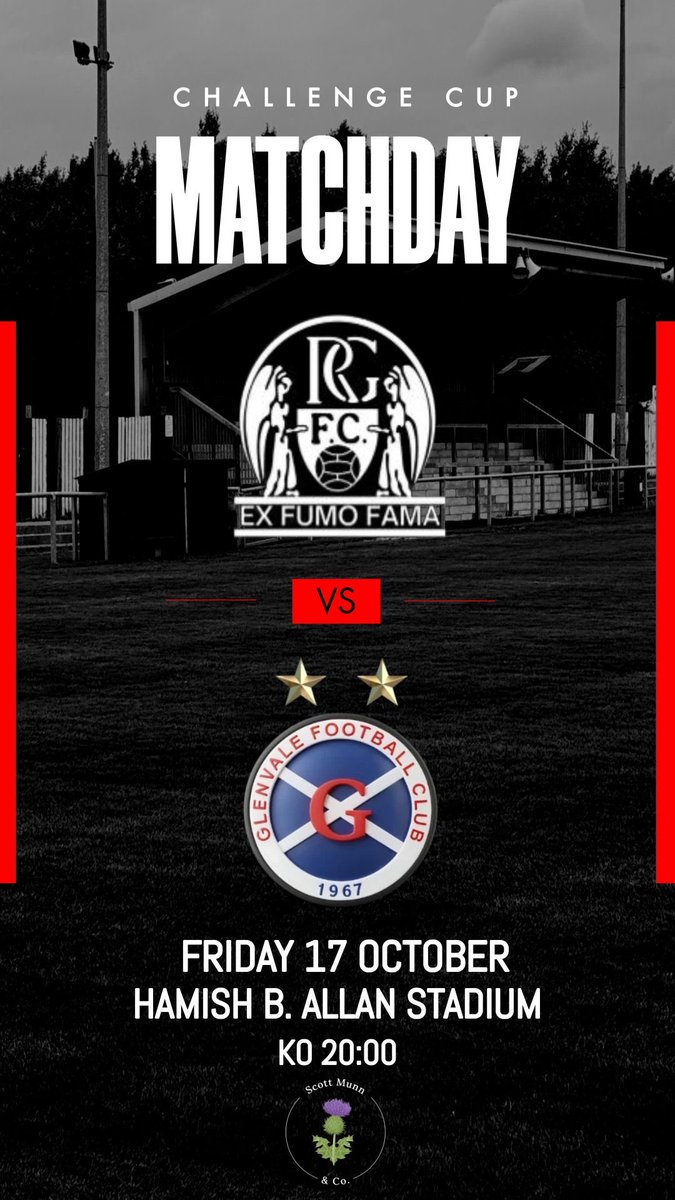 The Under 20s development team are in action this Friday night at the Hamish.B.Allan stadium in the Challenge cup v Glenvale 8pm ko. It would be great to get a crowd down under the lights to cheer on the young Glens🖤🤍MTG