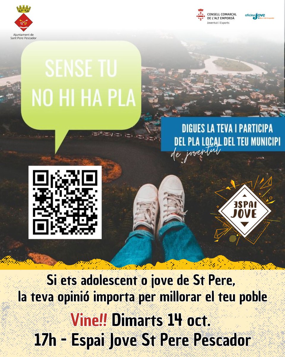 ENQUESTA OPINIÓ JOVES forms.gle/uzYkJKKkfGMRMN…

L'Àrea de Joventut de l'Ajuntament i de l'Espai Jove de St Pere, volem saber què us preocupa, quina opinió i quines necessitats teniu els joves de St Pere Pescador, quines són les vostres inquietuds, què us agradaria fer al poble...