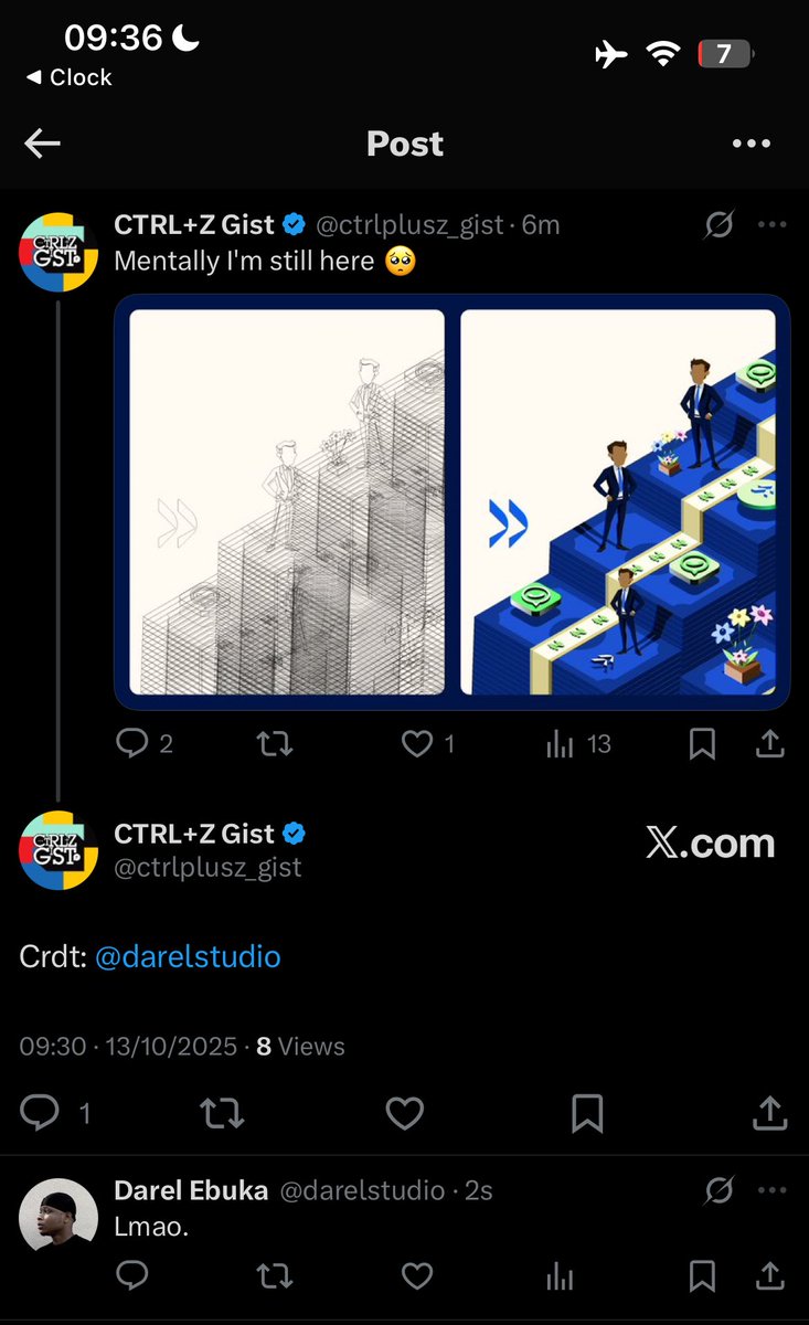 darelstudio's tweet image. Mentally he is still there.
Mentally I’ve left.