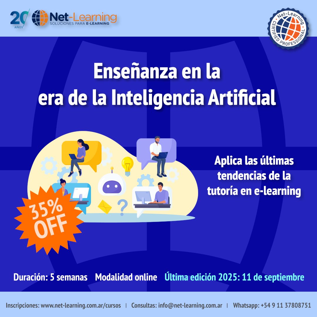 netlearning20's tweet image. ✨ La enseñanza online está evolucionando con la #IA. Te contamos cómo la inteligencia artificial puede potenciar tu rol como tutor, optimizando tiempos, personalizando el aprendizaje y mejorando la interacción con los estudiantes.
Si quieres especializarte el el tema, te…