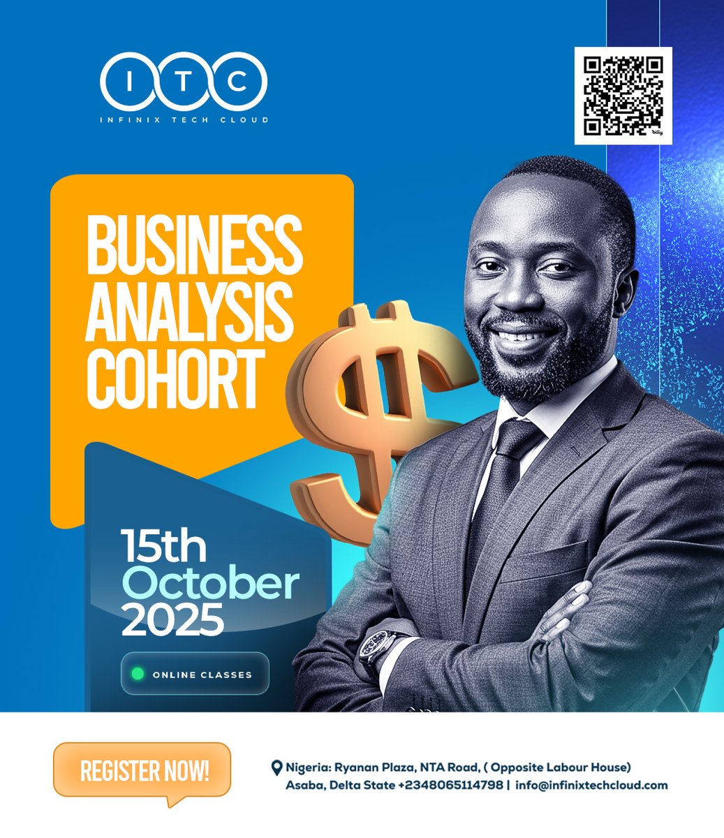 Itc1tech1's tweet photo. Don’t miss it. Registration still open for our Free 2-Week Business Analysis Training (starts Oct 15).

Visit https://t.co/oyyTcdLGCO
Call us on 08065114798

#techtraining #businessanalysis #innovation https://t.co/JWHZST16Sh