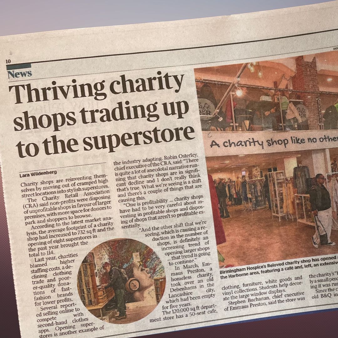Did you see us in <a href="/thetimes/">The Times and The Sunday Times</a> on Friday? 

120,00sq ft Emmaus Department Store is leading the UK movement towards larger charity shop superstores!

Thanks to The Times' <a href="/lara_wildenberg/">Lara Wildenberg</a> for reporting.

#CharityShopping #Superstore #Emmaus