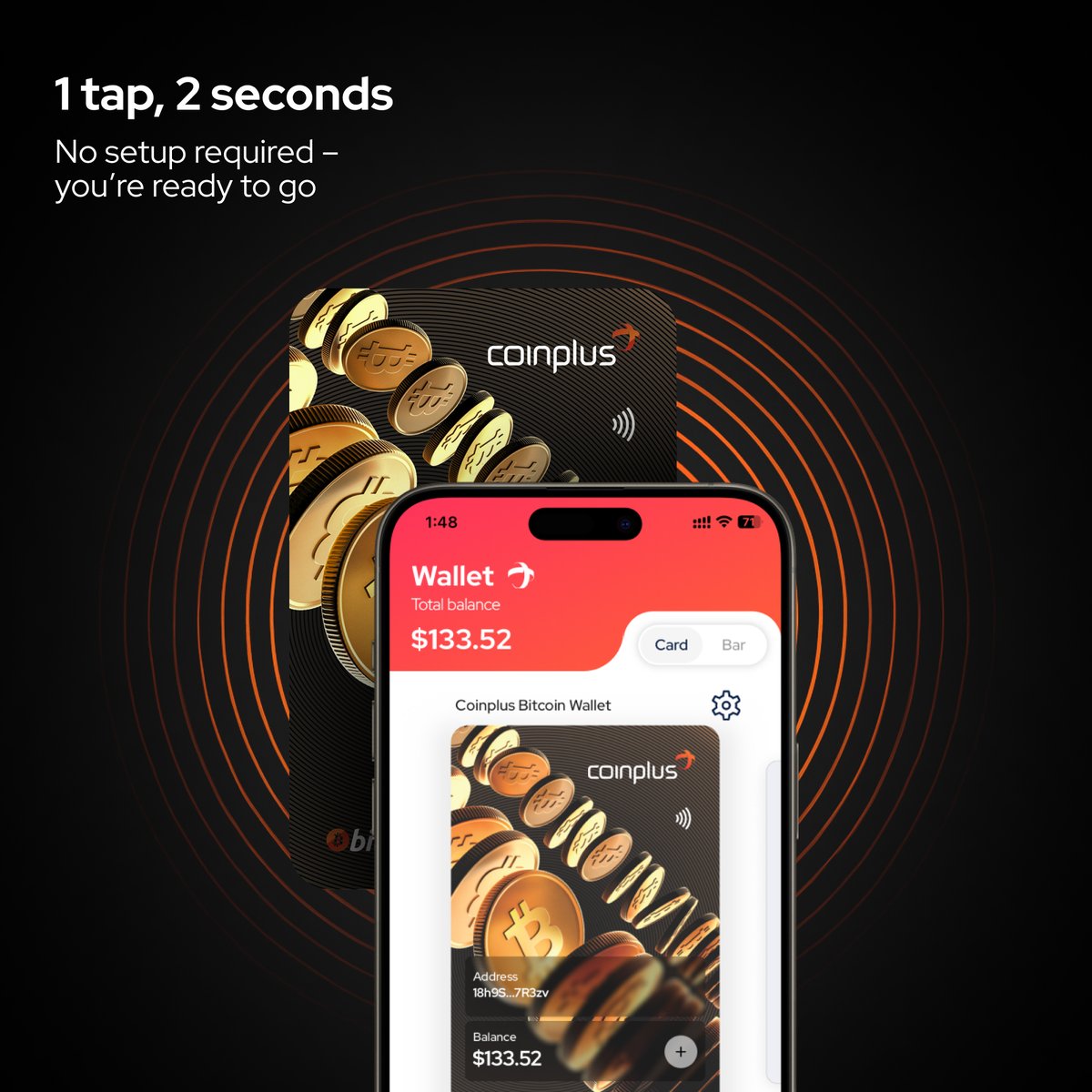 coinplus's tweet image. 1 tap. 2 seconds.
No setup required — you’re ready to go. ⚡️
Coinplus makes holding Bitcoin as easy as tapping your card.

#Coinplus #Bitcoin #ColdStorage