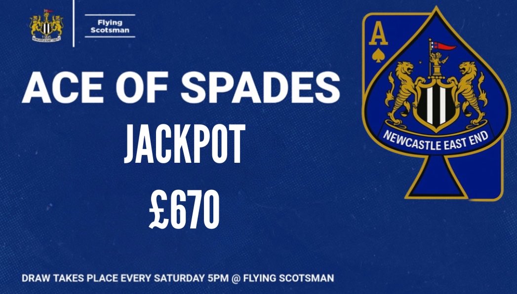 Newcastle East End Seniors (@neesfc) on Twitter photo 🔵♠️ ACE OF SPADES ♠️ 🔵
This weeks jackpot update: 🔵♠️ ACE OF SPADES ♠️ 🔵
This weeks jackpot update: