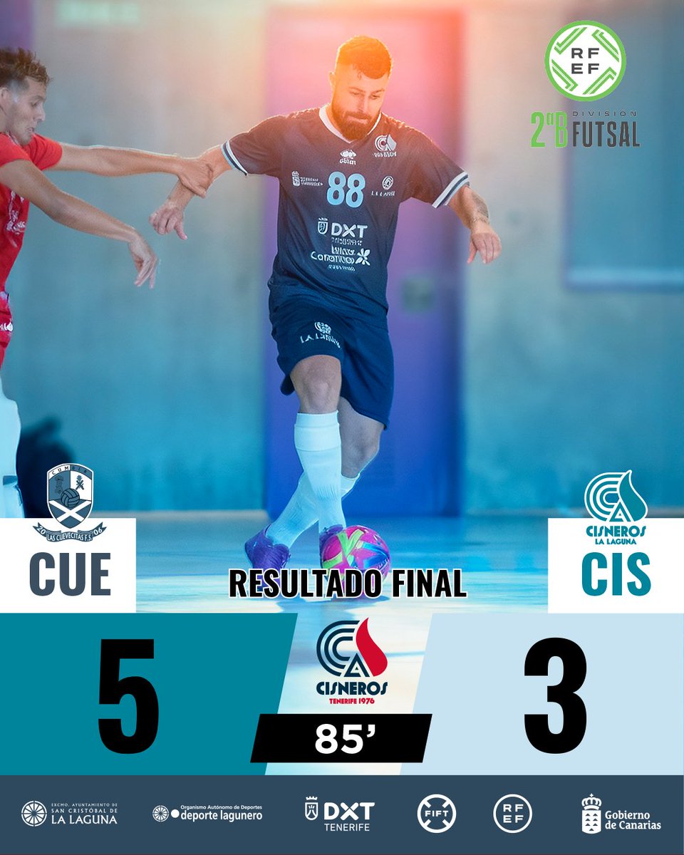 ⚽️ No pudo ser el 𝗦𝗲́𝗻𝗶𝗼𝗿 𝗠𝗮𝘀𝗰𝘂𝗹𝗶𝗻𝗼, que perdió su primer partido del año ❌ pero compitiendo hasta el final 👏

5⃣-3⃣ ante <a href="/LasCuevecitasFS/">Las Cuevecitas F.S.</a> con goles de Edwin, Jorge Negrín y Adrián 🎯

#TENERIFEDespiertaEmociones 
#ActivaTuVida 
#DXTenerife 
#deportelagunero