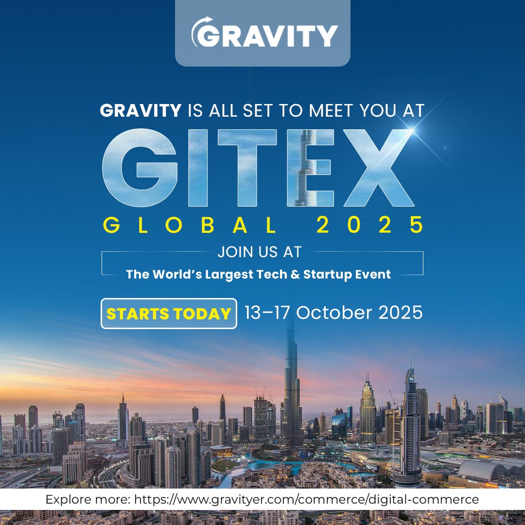 Techgravityer's tweet image. GITEX Global 2025 Starts Today!
Team Gravity Engineering Services is excited to be part of the world’s biggest technology and innovation event - GITEX Global 2025 in Dubai!
13–17 October 2025
Dubai World Trade Centre
#teamgravity