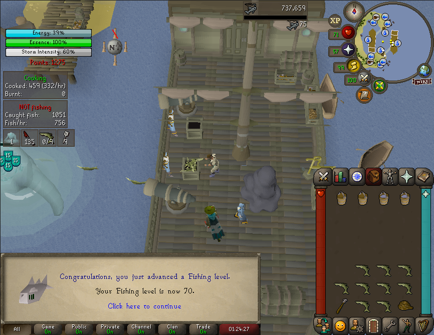 AdeptCL's tweet image. 70 fishing. 13/23 #osrs