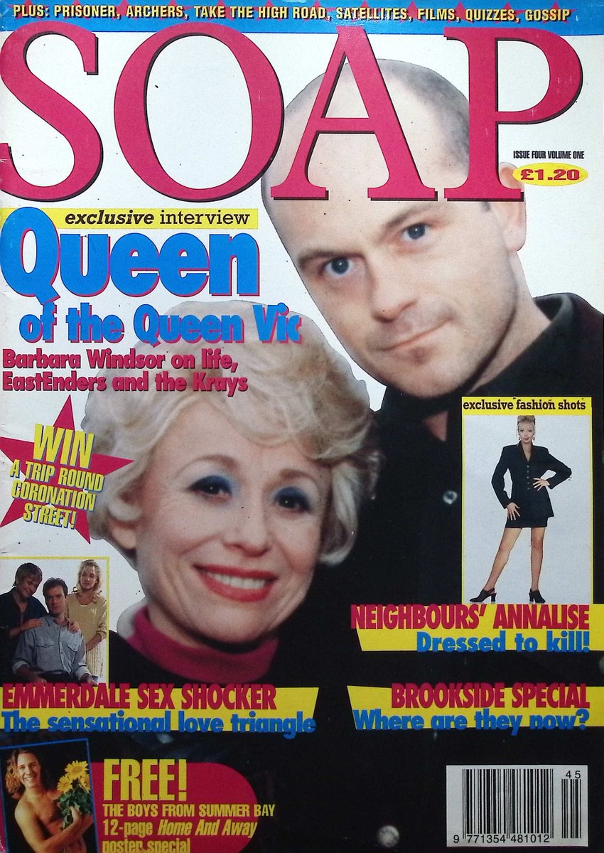 TvDidYouSee's tweet photo. #OTD from November 1994 - the short-lived SOAP, from the makers of OK magazine -
#BarbaraWindsor QUEEN OF THE QUEEN VIC.
#ChristopherBiggins interviews #CoronationStreet's #WilliamRoache HERE'S TO THE NEXT 34 YEARS.
#DarrenDay reveals: "I used to really fancy Gillian Taylforth!" https://t.co/rWOEwSV7OT