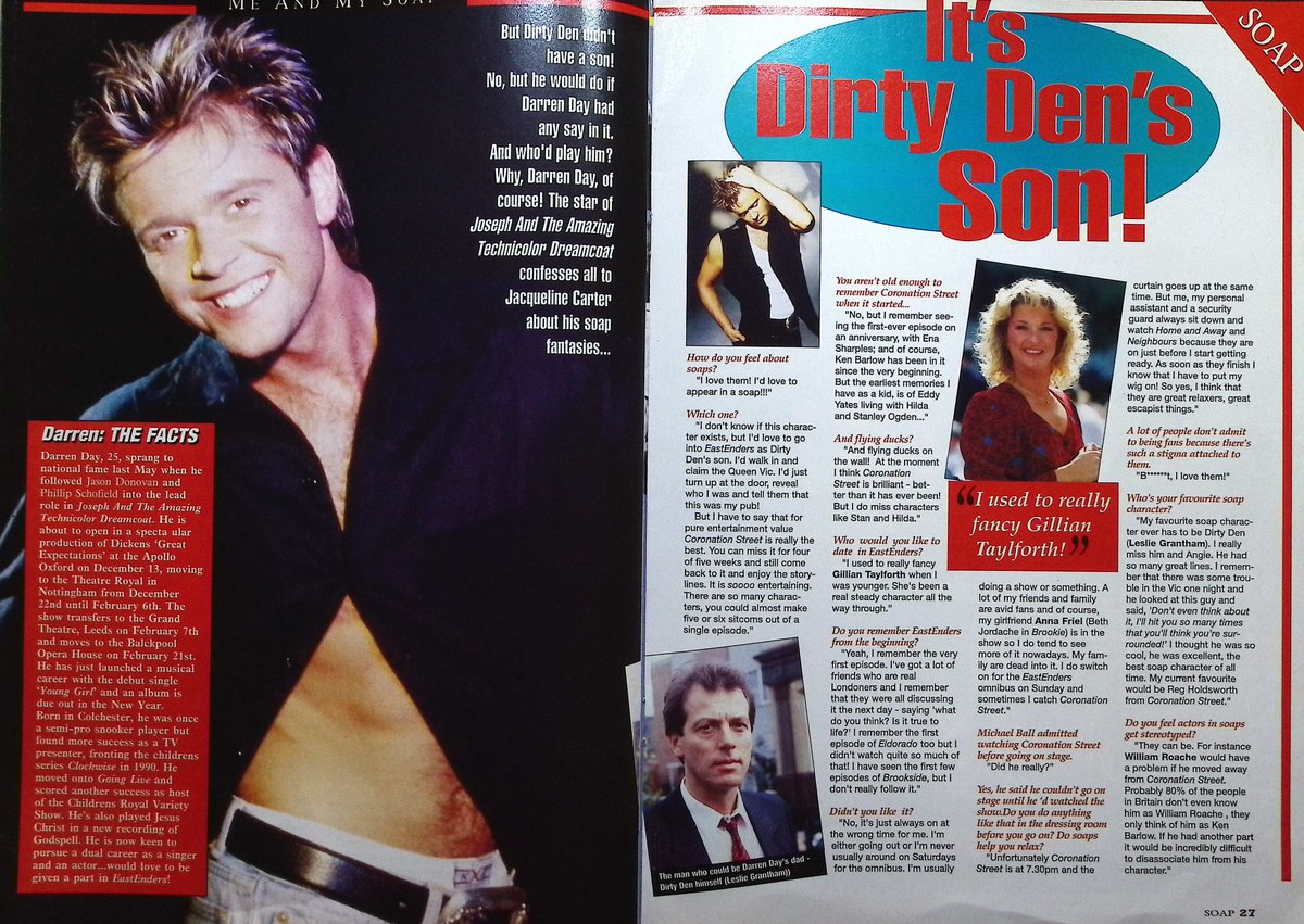 TvDidYouSee's tweet photo. #OTD from November 1994 - the short-lived SOAP, from the makers of OK magazine -
#BarbaraWindsor QUEEN OF THE QUEEN VIC.
#ChristopherBiggins interviews #CoronationStreet's #WilliamRoache HERE'S TO THE NEXT 34 YEARS.
#DarrenDay reveals: "I used to really fancy Gillian Taylforth!" https://t.co/rWOEwSV7OT