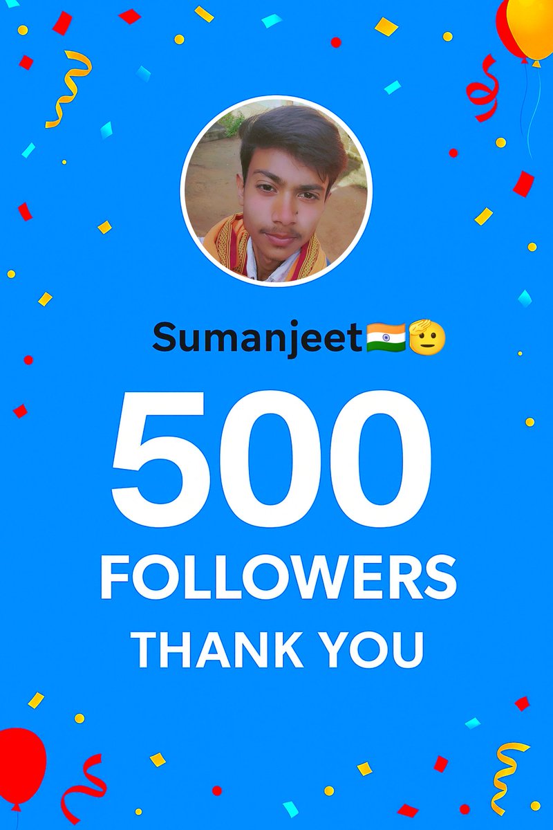 Sumanjeetmondal's tweet image. Yay 🎉 500 followers complete!
Yeh journey sirf numbers ki nahi, learning aur growth ki kahani hai.
Thank you to everyone who supported.
Let’s keep growing, learning, and making a difference together 🚀
#500Followers #KeepLearning #Motivation #GrowthJourney #StayInspired