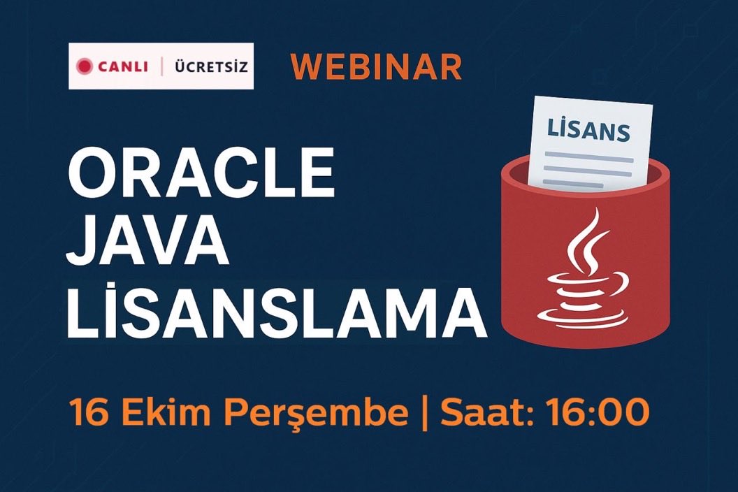mstf_cln's tweet image. 16 Ekim Perşembe günü 16:00-17:00 saatleri arasında “Oracle Java Lisanslama” webinarı düzenliyoruz. 

Tüm BT profesyonellerini hem etkinliğimize hem de SAM Türkiye topluluğumuza katılmaya davet ediyorum.

linkedin.com/company/samtur…

#Oracle #OracleJava #webinar #SAMTurkiye #Deloitte