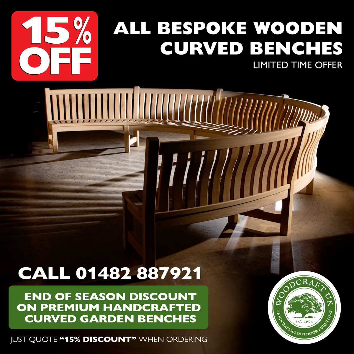 Save a massive 15% on our bespoke curved benches. Click the link below to find out more:

woodcraftuk.co.uk/news/2025/end-…

#curvedbenches