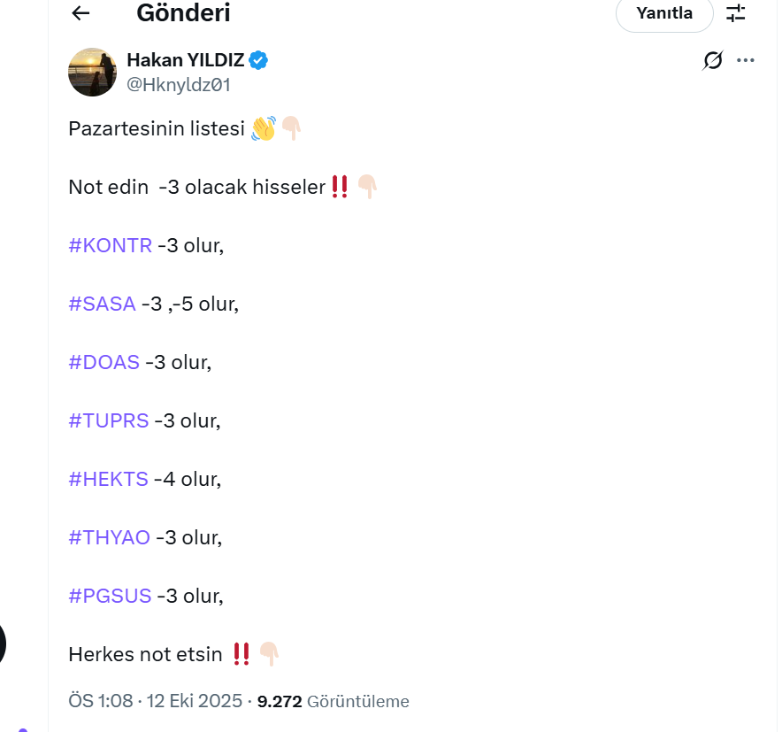 🔴Borsa da böyle manipülasyon yapıyorlar.
  Hakan Yıldız isimli manipülatör yüzünden kim bilir kaç kişi zararına hisse sattı bugün. 

Sn, <a href="/spkgovtr/">SPK</a> <a href="/HMBakanligi/">T.C. Hazine ve Maliye Bakanlığı</a> <a href="/memetsimsek/">Mehmet Simsek</a> <a href="/borsaistanbul/">Borsa İstanbul</a> #bist100 
Açık açık manipülasyon yapan bu tiplere neden engel olmuyorsunuz? 

Hisseler için
