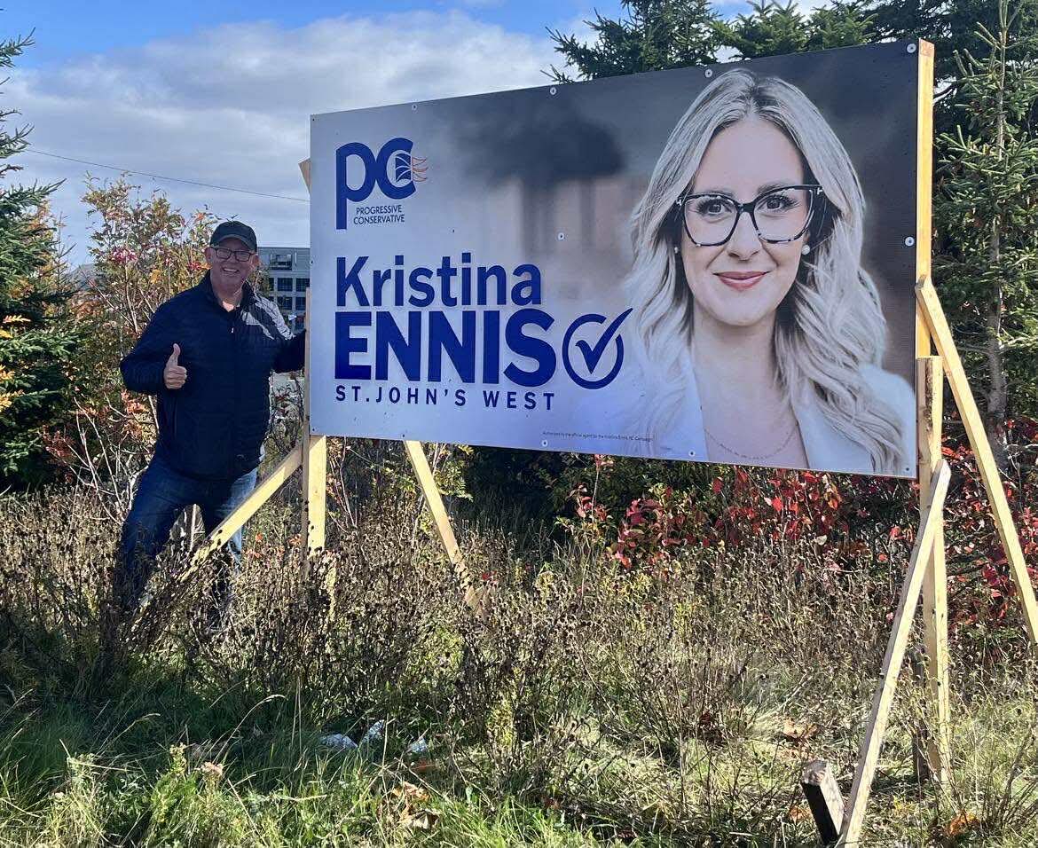 Kristina Ennis (@kristinaennis) on Twitter photo Shoutout to <a href="/KevinMcEvoy70/">Kevin McEvoy</a>, aka SJW Sign Guy, keeper of the sledge hammer and power drills, washers, screws and stakes <a href="/PCPartyNL/">PC Party of NL</a> #nlpoli Shoutout to <a href="/KevinMcEvoy70/">Kevin McEvoy</a>, aka SJW Sign Guy, keeper of the sledge hammer and power drills, washers, screws and stakes <a href="/PCPartyNL/">PC Party of NL</a> #nlpoli