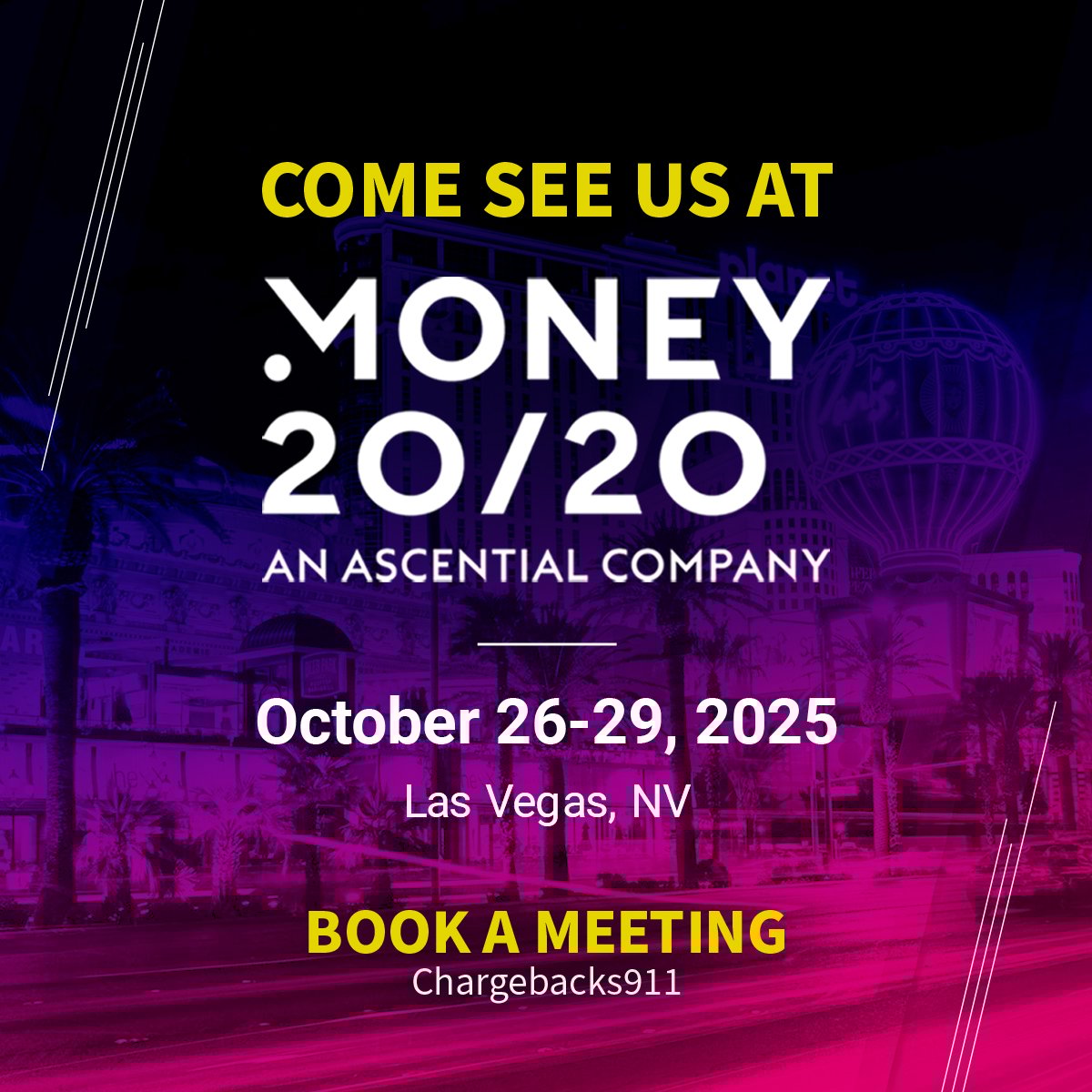 Last year, we think <a href="/Chargebacks911/">Chargebacks911</a> snagged 🏆 Best Booth with their haunted house <a href="/money2020/">Money20/20</a>. This year? We're back with something even bolder &amp; more interactive. Stay tuned. 👀 hubs.li/Q03MMGxn0

Come &amp; see us at booth #9013.  Big things ahead! 💡

 #Money2020 | #Fintech