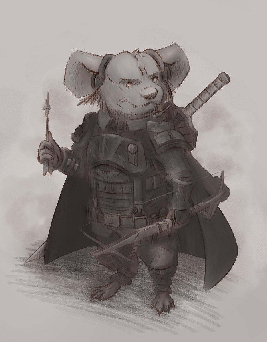 howkodav's tweet photo. A Mouse Ranger of the Imperium, conducting reconnaissance to eradicate the Chaos.

#mouse #Inktober #Inktober2025 #warhammer40k #InktoberSmirnovschool #DnDInktober https://t.co/kSDMqIYN3j