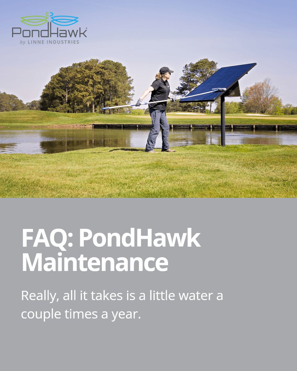 Harness the power of the sun with PondHawk, your go-to for effortless pond aeration. With just a splash of water, your solar panel stays clean and your pond water quality stays healthy. Make your pond care routine smarter. #WaterQuality #PondHawk #GolfCourseMaintenance