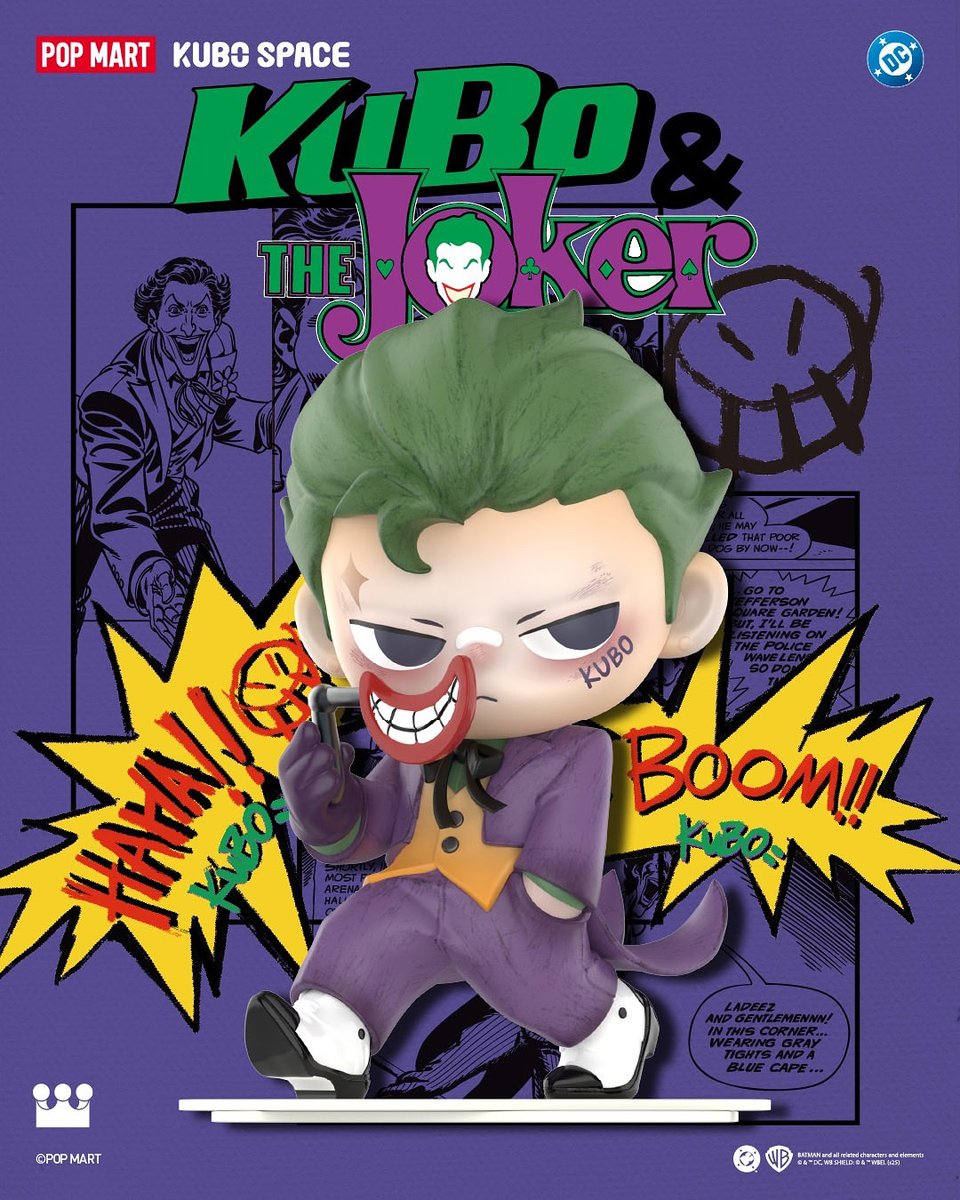 正規品 POPMART The Joker KUBO ビッグサイズ ジョーカー おなじみの紫のテールコートと赤い笑みをまとい、 KUBOがあの