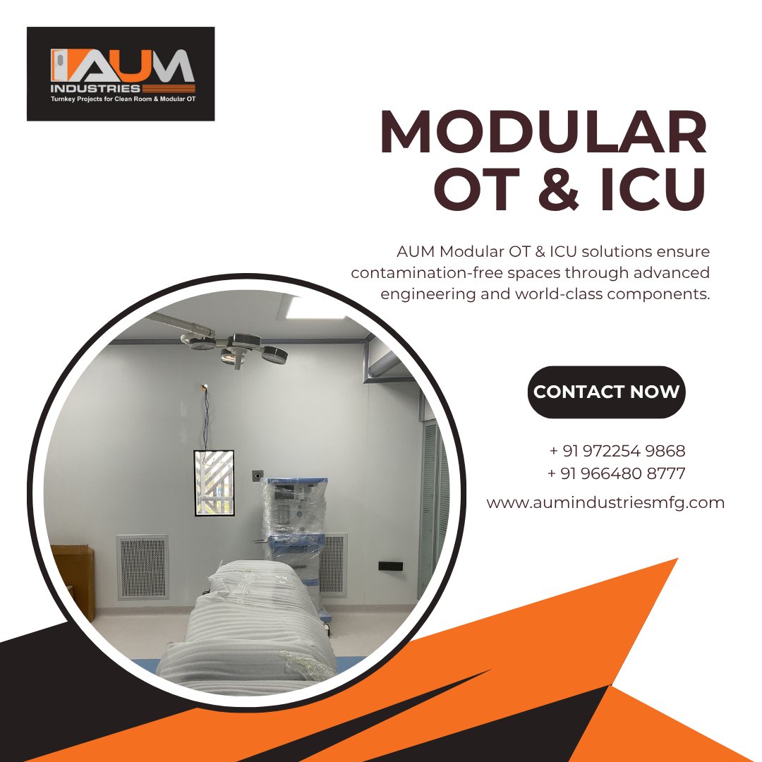 AumIndustries's tweet image. Our Modular OT &amp;amp; ICU solutions are designed for safety, sterility, and seamless functionality — ensuring advanced infection control and smooth clinical performance. 💡

#AUMIndustries #ModularOT #ModularICU #HealthcareInfrastructure #TurnkeyProjects #CleanroomTechnology #Hospital