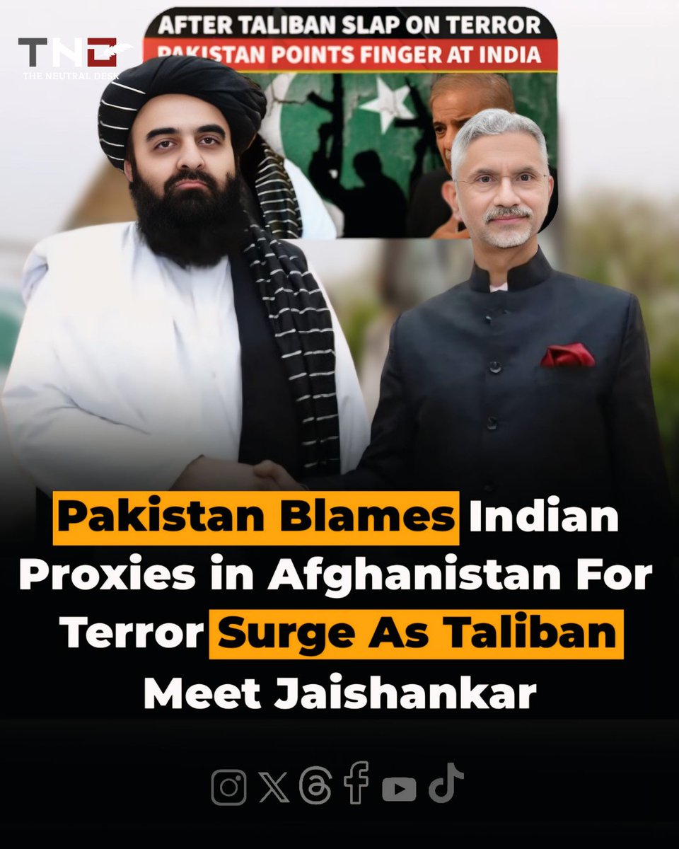 TheNeutralDesk's tweet photo. After a "slap on terror" from the Taliban, Pakistan is now blaming Indian proxies operating from Afghanistan for the surge in cross-border terror, even as the Taliban meet with Jaishankar.
#Pakistan #India #Afghanistan #Taliban #Terror #Security #Jaishankar #SouthAsia https://t.co/3dXQbk9MfL