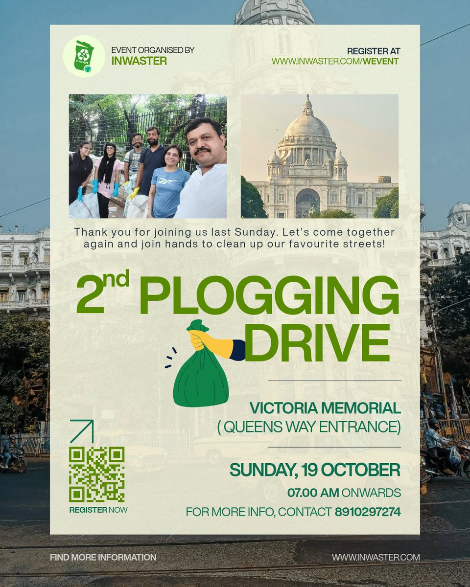 InWasterCo's tweet photo. Your enthusiasm and effort helped make our city cleaner and greener — one step (and one bag) at a time. 🌍✨
Let’s keep the energy going!
Join us again for the next cleanup on Sunday, 19th October — same spot, same time!

#PloggingDrive #CleanCityGreenCity https://t.co/T9kuo1K9Js
