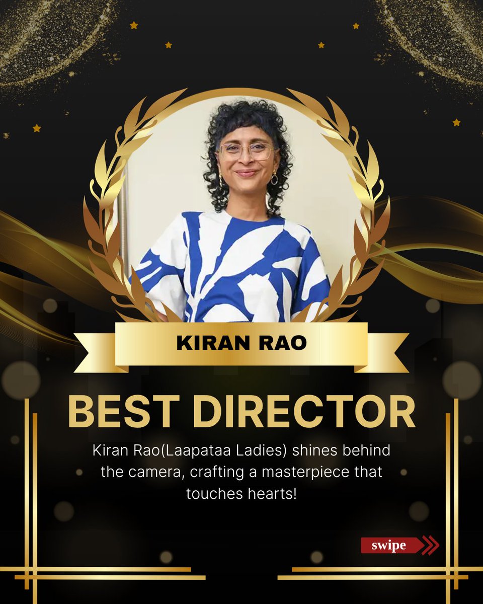 NFilmAwards's tweet image. Best Director – Kiran Rao (Laapataa Ladies)
Kiran Rao shines behind the camera, creating a masterpiece! 👏

#KiranRao #FilmDirection (3/12)