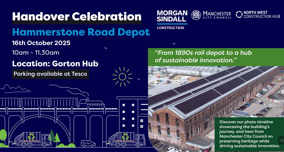 Hammerstone Road Handover event in partnership with <a href="/morgansindallc/">Morgan Sindall Construction</a> 
Join us for this celebration, which will highlight the construction journey and showcase the local history.
<a href="/CllrJulieReid/">Julie Reid</a> <a href="/JohnHughes55/">John Hughes</a> <a href="/OneMcr/">One Manchester</a> <a href="/MancLibraries/">Manchester Libraries</a> <a href="/JCPinManchester/">JCP in Manchester</a> <a href="/MAESDigital/">MAESDigital</a>