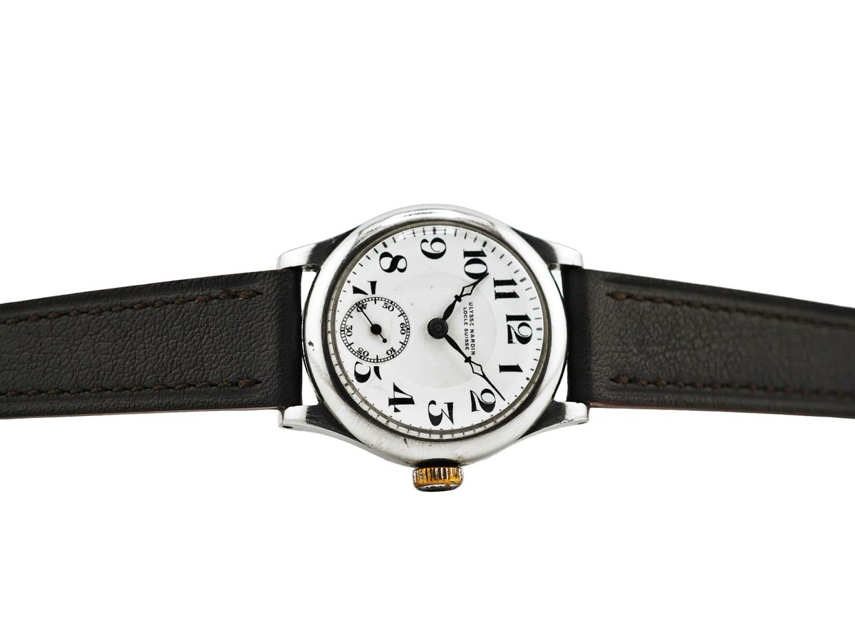 ユリスナルダン　アンティーク　自動巻き ポーセリンダイヤル　不動品 ユリスナルダン 18金無垢 エナメルダイヤル 裏スケルトン 1990