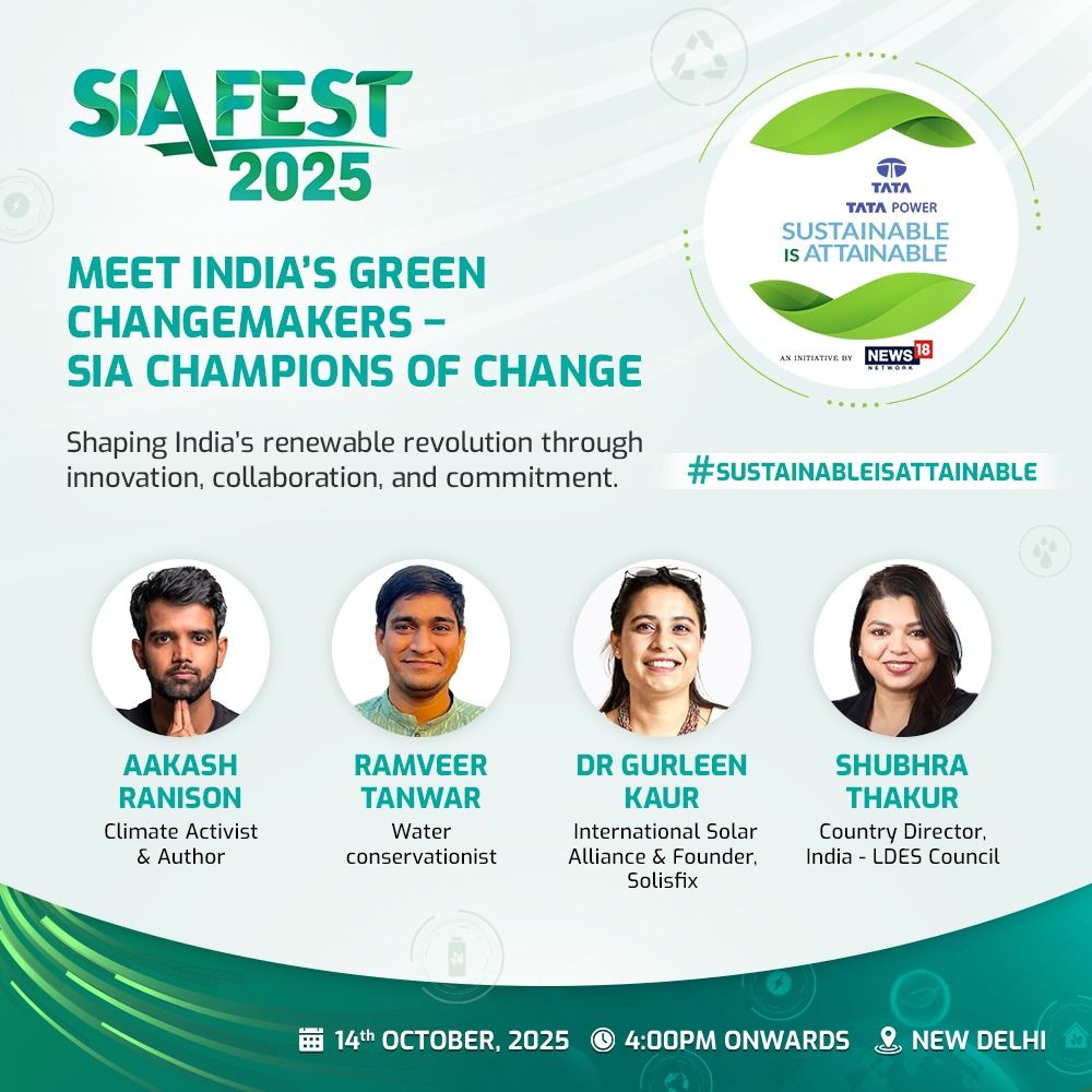 Meet India’s Green Changemakers – SIA Champions of Change
Shaping India’s renewable revolution through innovation, collaboration, and commitment.
#SustainableIsAttainable
<a href="/TataPower/">TataPower</a> <a href="/aakashranison/">Aakash Ranison | I’m A Climate Optimist 🇮🇳</a> <a href="/ramveertanwarg/">Ramveer Tanwar Pondman</a>