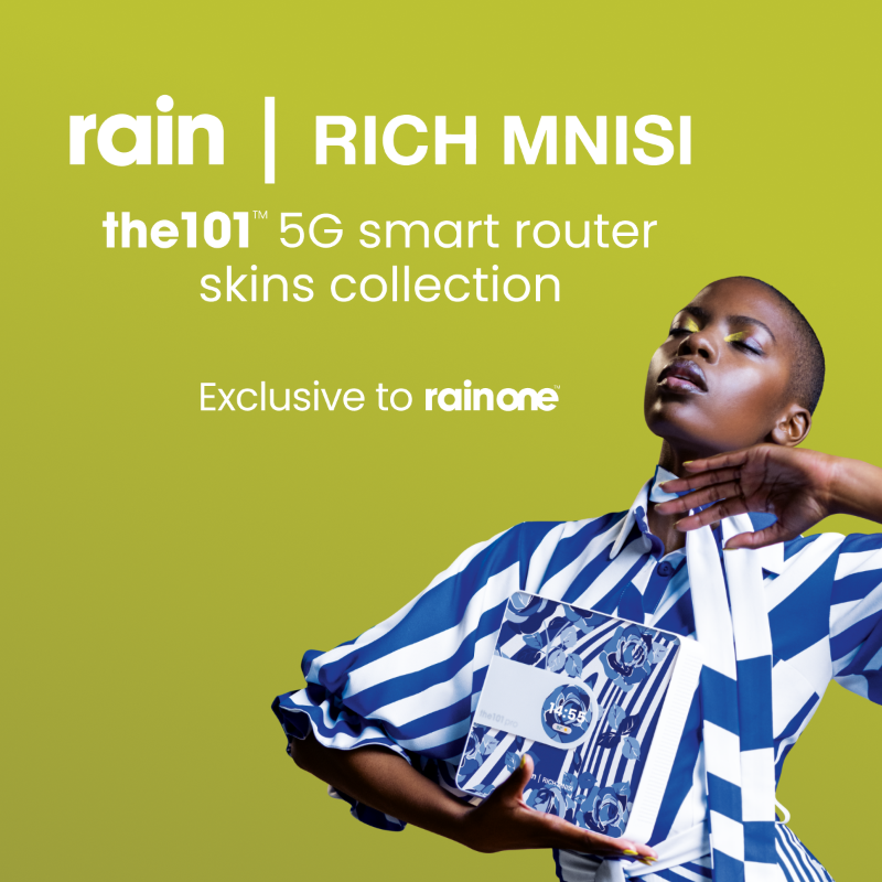 rainSouthAfrica's tweet photo. rain | RICH MNISI. the101™ 5G smart router skins collection. Exclusive to rainOne.