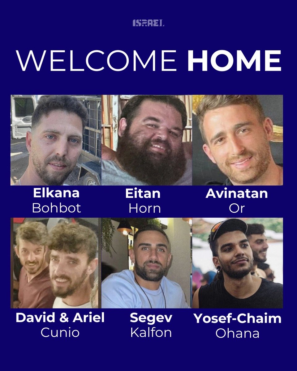 We’ve been waiting 738 days to say this: Welcome home Elkana, Eitan, Avinatan, David, Ariel, Segev, Yosef-Chaim!