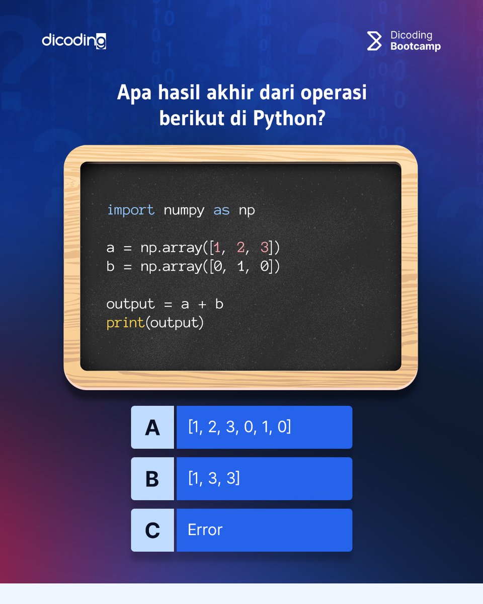 dicoding's tweet image. Tantangan kecil buat kamu yang tertarik jadi AI Engineer! Coba jawab pertanyaan-pertanyaan ini✨
#DicodingThread