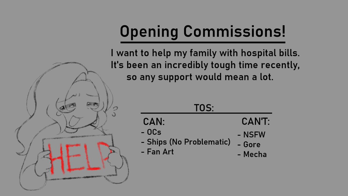 Apologies for the sudden post, but I am opening art c0mmissions now ‼️

Prices will be listed in replies. I only accept PayPal!

If you're interested, please DM me. Reposts are greatly appreciated, thank you! 🙇‍♀️