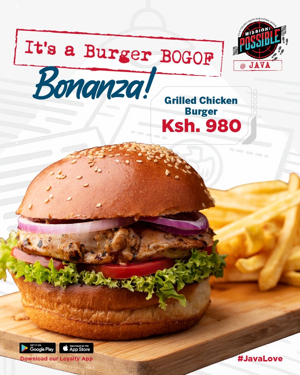 javahouseafrica's tweet image. Grab the office crew for lunch because we’re having a Burger BOGOF party! Visit your nearest Java branch to enjoy
#MondayBurgerMadness
#JavaLove