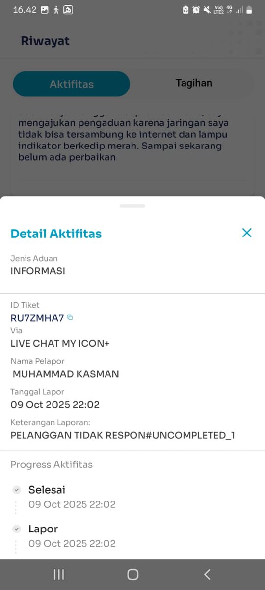 Ketika saya komplain, malah muncul riwayat aneh. Pelanggan dinyatakan tidak merespon. <a href="/pln_123/">PT PLN (Persero)</a> <a href="/Iconnet_id/">Iconnet</a> <a href="/Team_ICONNET/">𝗜𝗖𝗢𝗡𝗡𝗘𝗧 𝗜𝗡𝗗𝗢𝗡𝗘𝗦𝗜𝗔</a> padahal penanganan pengaduan yang lambang merespon