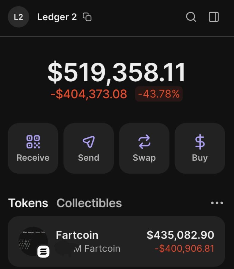 Absolutely hilarious that I lost half a million in one day on a coin called Fartcoin. 

Future dad lore.