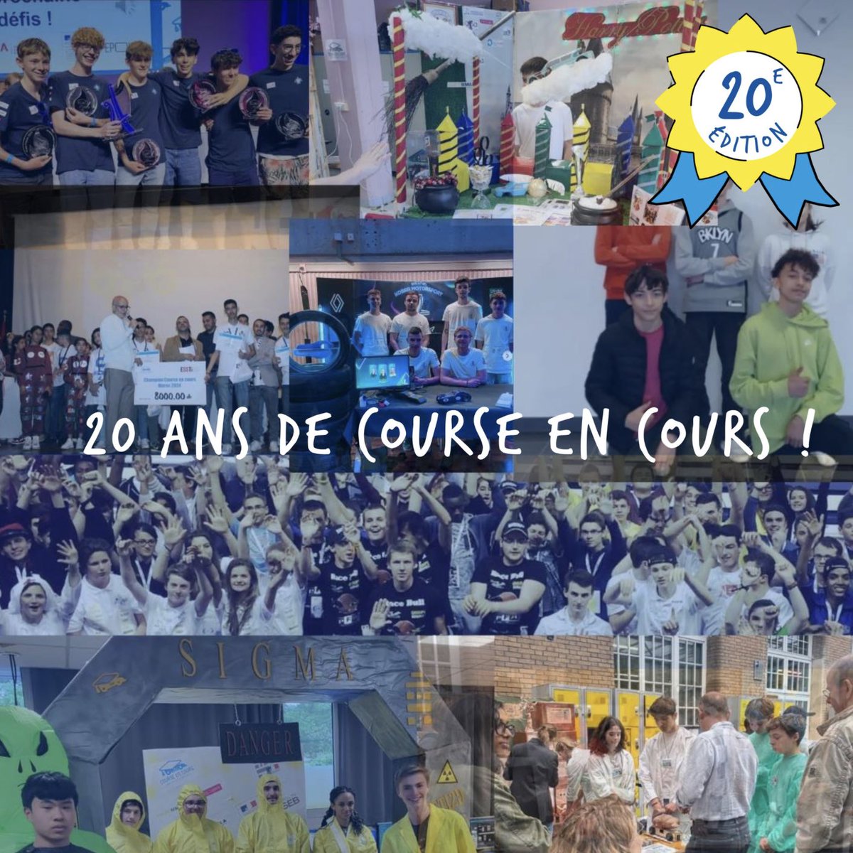 CourseEnCours's tweet image. 🎉 @CourseEnCours fête ses 20 ans ! 

20 ans d’innovation, de créativité et d’esprit d’équipe au service des sciences et de la technologie. 

Merci à toutes celles et ceux qui font vivre cette belle aventure depuis 2 décennies. 

🚙 En route pour la 20e édition! 

#TopDépart
