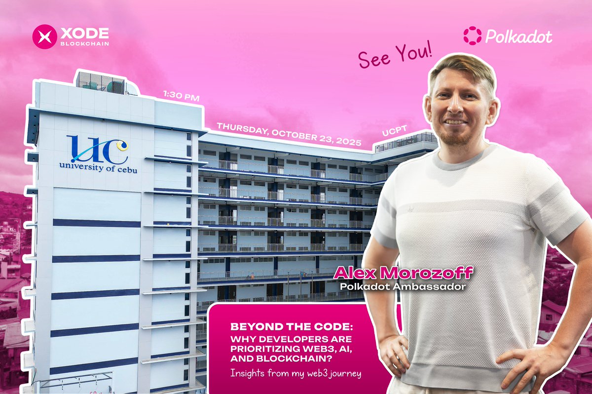 XodeNet's tweet image. 🔥 Devs, dreamers, and innovators. This one’s for YOU!

Step Beyond the Code with @Alex_PromoTeam and unlock the power of Web3, AI &amp;amp; Blockchain.

October 23, 2025 | 1:30 PM
University of Cebu Pardo and Talisay

 Register early , and don’t get left behind.

#XodeBlockchain…