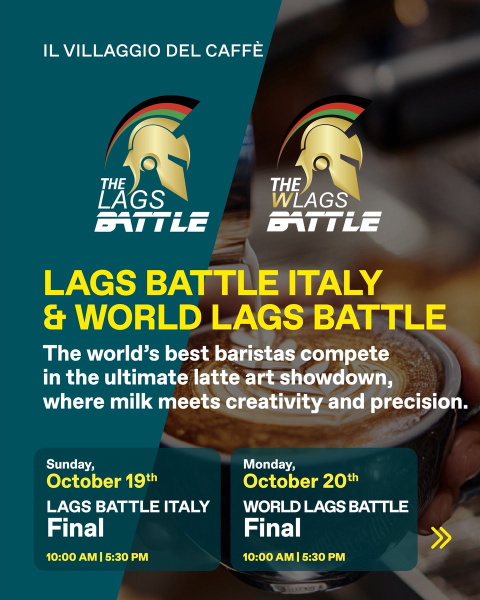 HostMilano's tweet photo. Altoga Events: a curated selection of competitions and experiences celebrating the art of coffee, exclusively at HostMilano, from the 17th to the 21st of October! Dont miss out. 

Discover the full program in the post.

#HostMilano #NewShapesOfHospitality #Altoga #HostEvents https://t.co/lpkQ1L7TDC