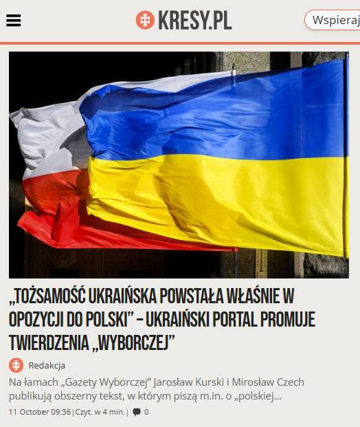 „Wyborcza” ręka w rękę z antypolską narracją ukraińskich rewizjonistów!

Na łamach „Gazety Wyborczej” pojawił się tekst, który po raz kolejny podważa polskie spojrzenie na historię Kresów i relacji z Ukrainą. Redaktorzy Jarosław Kurski i Mirosław Czech, powołując się na