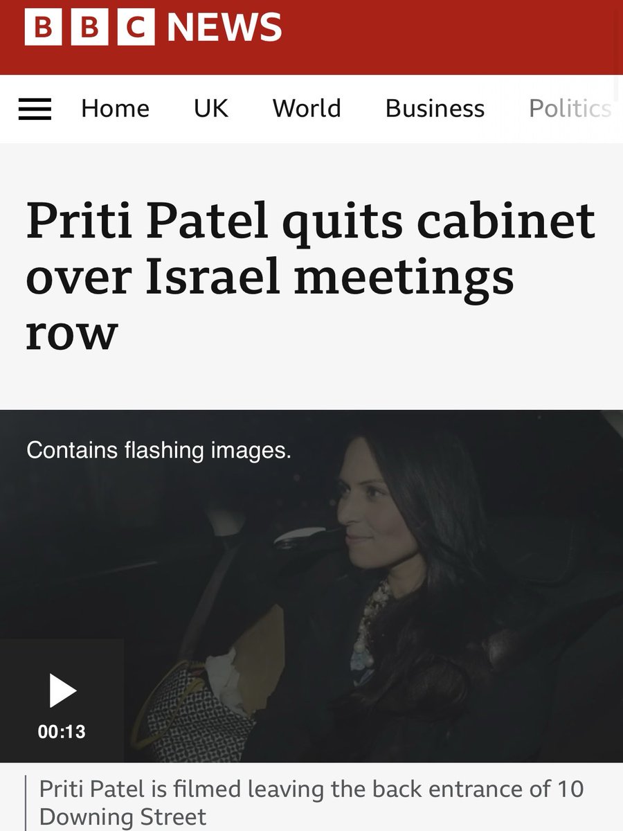 DillyHussain88's tweet image. Priti Patel had a secret meeting with Netanyahu without the knowledge of the UK government.

She had 13 secret meetings with Israeli officials, and was then forced to resign.

I’d take anything she says, thinks or believes on Palestine with no seriousness.
