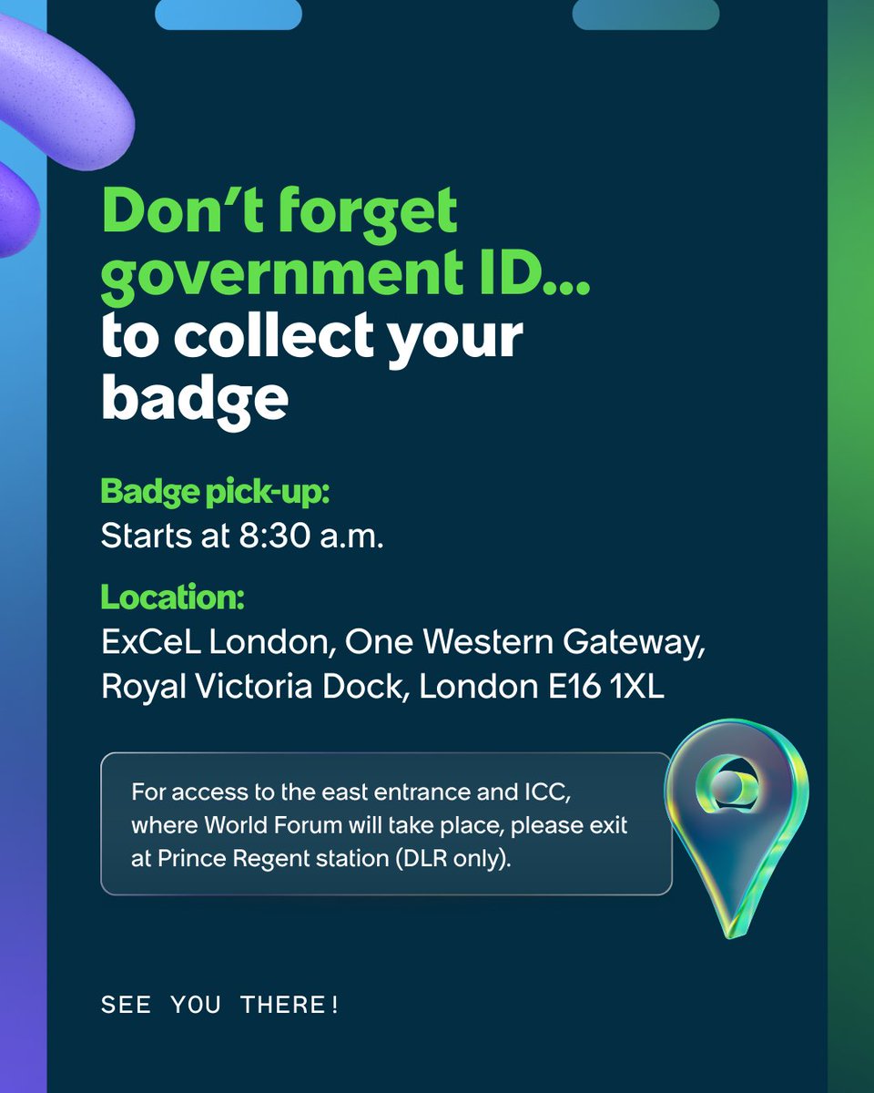 📍London – we're ready for you! This Wednesday, ServiceNow World Forum lands at ExceL London. 

Before you arrive... 

✅ Download our World Forum app to personalise your agenda 
✅ Review the session catalogue and plan your day 
✅ Don’t forget your ID for a smooth check-in