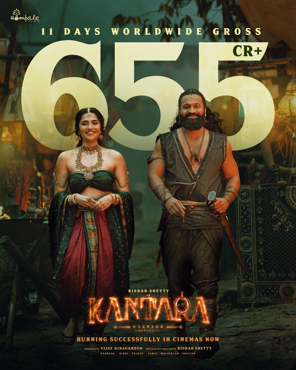 talkies_writeup's tweet image. #KantaraChapter1 🔥
🌍 Worldwide Gross – ₹655 Cr in just 11 Days! 💥
#RishabShetty | #Kantara | #blockbuster
