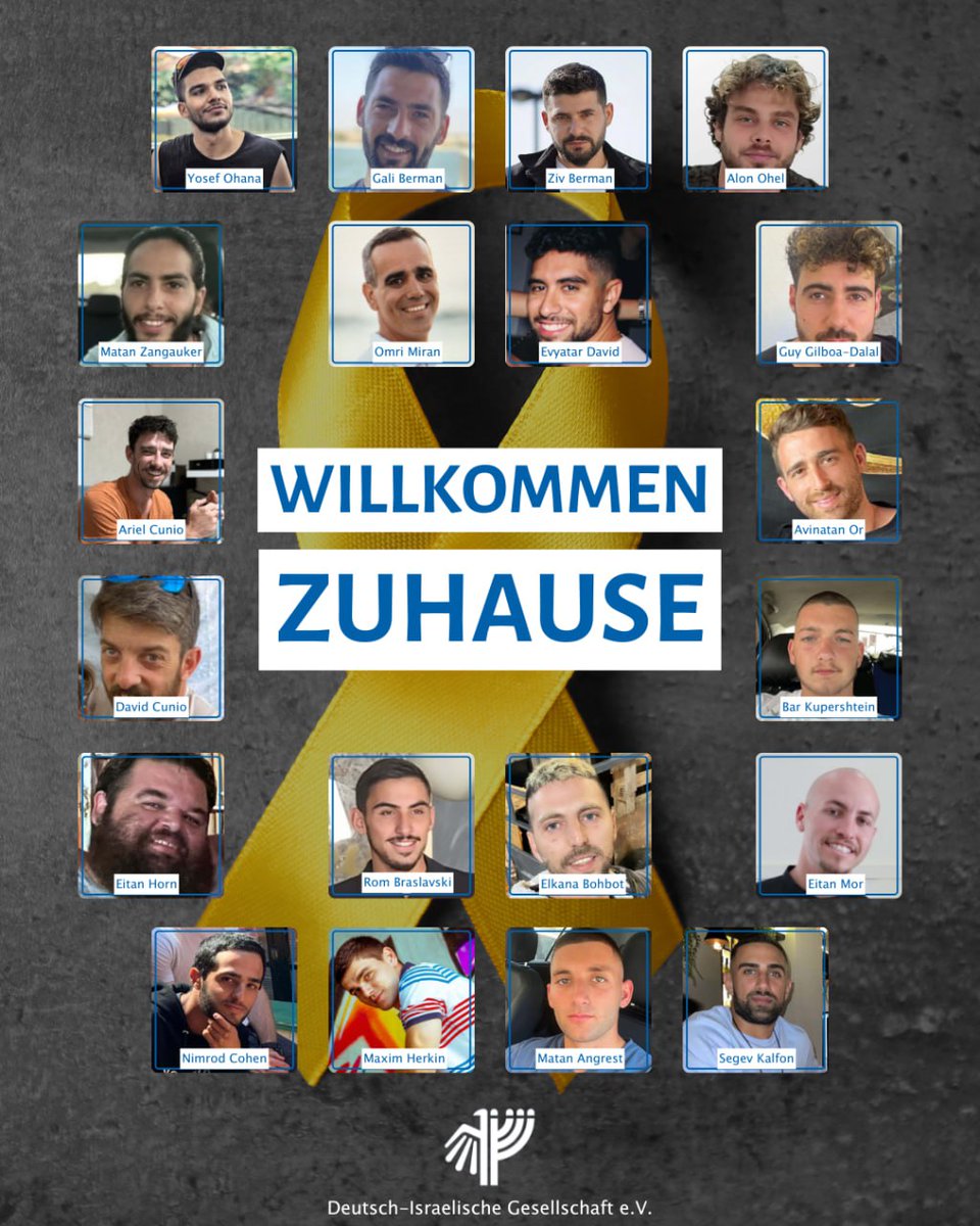 Zwei Jahre haben wir darauf gewartet, zu sagen: Willkommen Zuhause. 🎗

Es befinden sich keine lebenden Geiseln mehr in den Händen der Hamas. 

Nach 738 Tagen der Gefangenschaft sind sie wieder vereint mit ihren Angehörigen. 🇮🇱

#theyarehome
