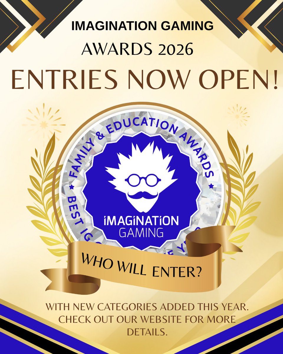 The Imagination Gaming Awards 2026 are now open for entries!

If you’ve got a game that inspires, educates, or brings people together, this is your chance to get it recognised!

The sooner you enter, the more opportunities your game will have to be seen, played, and talked about!